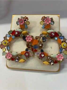 J. Crew crystal floral statement earrings